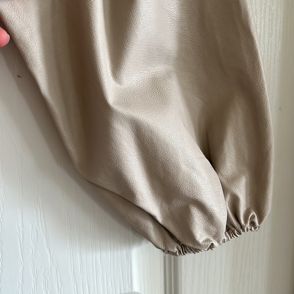 Stradivarius Long Sleeve Faux Leather Top - Picture 3 of 5